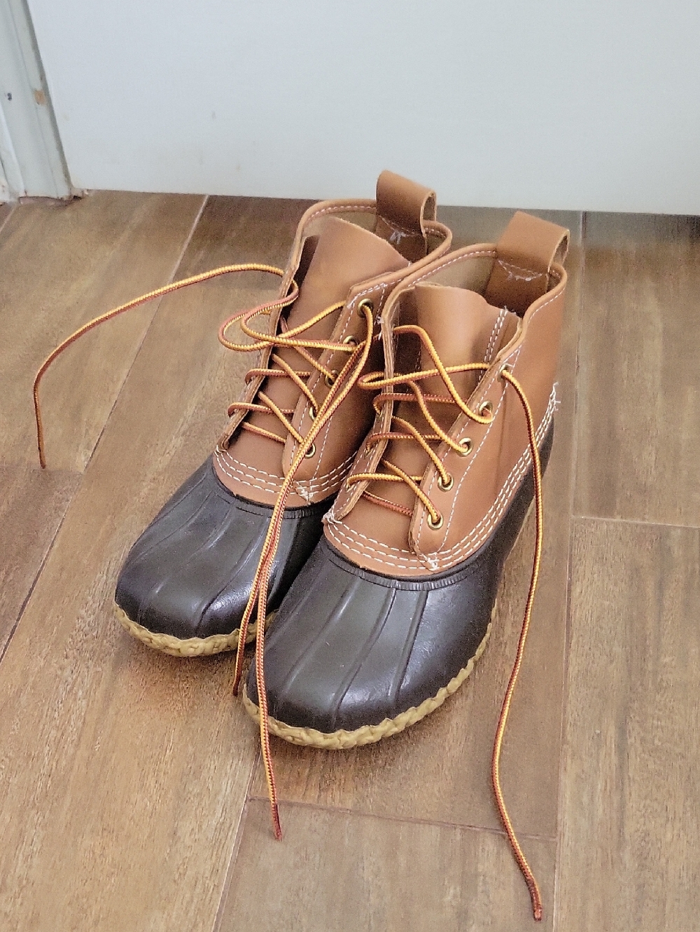 L.L. Bean Two-Tone Brown/Tan Leather Duck Boots